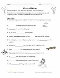 Who And Whom Worksheet Education Com Third Grade Grammar Worksheets Grammar Worksheets Parts Of Speech Worksheets