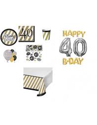 Duecento anni in due, 104 lui e 96 lei; Kit Coordinato Tavola 24 Ospiti Compleanno 40 Anni Con Palloni E Festone
