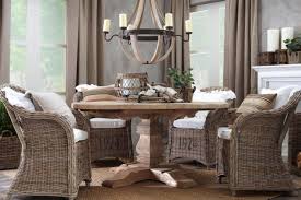 A Guide For Choosing Dining Room Light For Round Table Rustic Wooden Table With Comfortable Wicker Dining Room Chairs Wicker Dining Chairs Rattan Dining Chairs