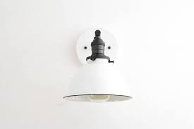 Available in a black and/or brass finish, and a clear or white shade, let. Bathroom Lighting Vanity Wall Lights White Metal Shade Lamp Model No Industrial Chic Industrial Wall Sconce 7026 Lighting Home Living Vadel Com