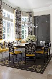 Yellow and green color shades mix well with wood finishes, light and dark brown colors, black, white, cream, gray and blue color shades. Yellow And Gray Dining Room Tobi Fairley Gold Dining Room Yellow Dining Room Grey Dining Room