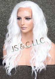 Human Hair Blend Full Lace Front Wig Heat OK Wavy sy White