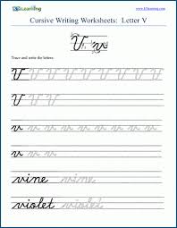 Free printable tracing alphabet worksheet cursive uppercase and lowercase letters a through m. Cursive Writing Letter V K5 Learning