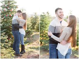 A christmas tree farm engagement is the perfect idea for couples who love winter and the outdoors! Christmas Tree Farm Engagement Photos Photo Heavy