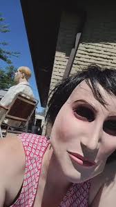 Creepy Mannequin Mask Sunbathing
