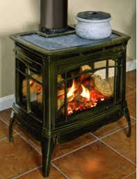 Majolica Green Enamel Three Sided Gas Stove From Hearthstone Small Wood Stove Stove Installation Free Standing Gas Stoves
