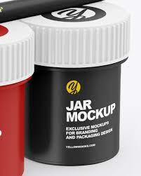 Download Matte Paint Jars W Brush Mockup In Jar Mockups On Yellow Images Object Mockups
