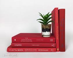 Red Decorative Book Set Of 6 Hardcover Books For Built In Etsy In 2020 Book Decor Decor Red Decor