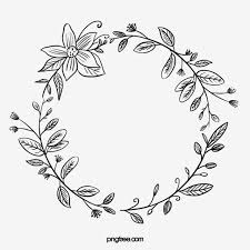 Black Hand Drawn Line Side Wedding Decoration With Surrounded Round Flower Plant Green Leaves Border Wedding Decorations Wedding Ceremony Marry Png Transpare Vine Drawing Flower Border Clipart Black And White Flowers