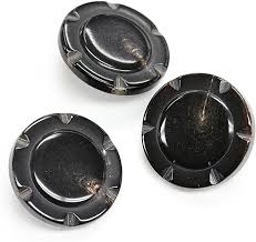 Set of 3 Decorative Black Buffalo Horn Overcoat Buttons, Made in Germany