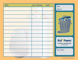 Printable Chart For Chores Reward Points Kid Pointz