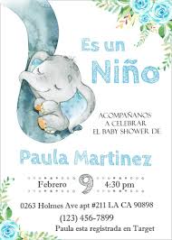 Elefante Invitacion Para Nino Elephant Spanish Baby Shower Es Nino Invitacion Baby Shower Invitation Boy Editable Corjl 2 In 1 In 2020 Baby Shower Funny Baby Shower Invitations For Boys Invitaciones Baby Shower