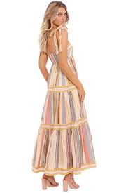 Hire Mae Tie Shoulder Dress in Multi Stripe | Zimmermann | GlamCorner