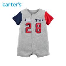 sporty baseball snap up cotton romper carters baby children