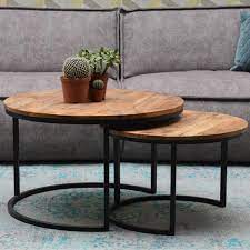 mooi tweesetje salontafel mangohout ted zwart 2 set 75x75x48 cm coffee table 2019 coffee table coffee table 2019 round coffee table