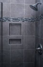 A band of herringbone gray tiles accents the gray subway tiles. Shower Tile Grey Bathroom Tiles Design Novocom Top