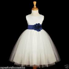 Navy Blue Ivory Pageant Bridesmaid Dress Kids Flower Girl 9m 2 3t 4 5 6 7 8 9 10 Flower Girl Dresses Flower Girl Dresses Tulle Kids Flower Girl Dresses