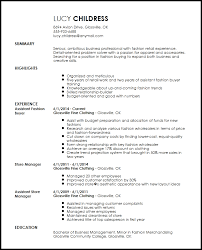 fashion assistant buyer resume example