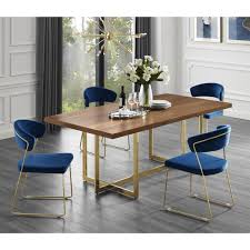 Inspired Home Davian 70 8 In Walnut Wood Veneer Dining Table With Gold Metal Legs Dt122 09wts Hd In 2020 Dining Table Gold Long Dining Room Tables Wood Dining Room
