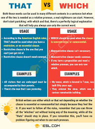 That Vs Which When To Use Which Vs That With Useful Examples 7 E S L English Vocabulary Words English Grammar English Phrases