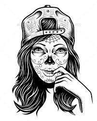 You can now print this beautiful sugar skull girl by avengedginge d479m8o coloring page or color online for free. Illustration Of Black And White Skull Girl Skull Girl Tattoo Sugar Skull Girl Tattoo Sugar Skull Girl