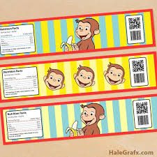 Free Printable Curious George Water Bottle Labels Curious George Birthday Party Curious George Birthday Curious George Party