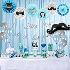 Baby shower decorations for boys baby shower centerpieces baby shower themes little man. Little Man Baby Shower Decorations Supplies Kit A Little Man Is On His Way Banner Moustache Hat Bow Tie Themed Paper Fans Little Man Moustache Cake Topper By Homond Amazon Ae Office