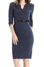 Jusfitsu Women S Vintage V Neck 3 4 Sleeve Belt Business Pencil Cocktail Dress Work Dresses For Women Dresses For Work Business Attire Women