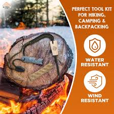 GLENN CAMP Ferro Rod Flint Fire Starter Kit: Lanyard Cord, Whistle, and  Tinder Wick