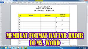 Check spelling or type a new query. Cara Membuat Daftar Hadir Dengan Ms Word Youtube