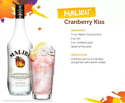 Malibu Cranberry Kiss With Images Bar Drink Recipes Rum Drinks Bar Drinks