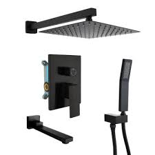 To take a shower, the bathtub must be empty to stand in and unplugged while a shower curtain or door is closed off so water doesn't fall out. Black Bathtub Shower Faucet Combos Bathtub Faucets The Home Depot