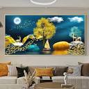 Chinese Feng Shui Golden Rich Tree Canvas Painting Wall Art - Temu ...