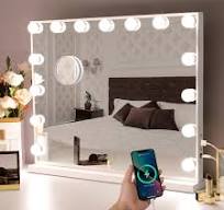 Hansong Make-up Spiegel met Verlichting 15 LED-lamp Dresse Spiegel  Hollywood Spiegel met USB oplaadpoort 3 kleurtemperaturen grote  make-upspiegel voor ...