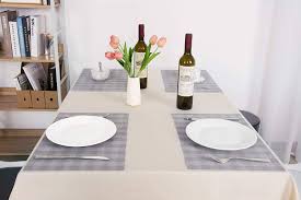 Placemats bring out the style and fun for dinner and charger plates add sophistication to the dinner table. Placemats Set Of 6 Washable Non Slip Heat Resistant Pvc Table Mats Woven Vinyl Dining Table Place Mats Check Purple Grey Woltu Eu