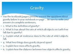 Gravity pitch gizmo lab answers : Energy And Gravity Do Now Monday What Does