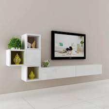 Chup Dulu L Shape Wall Mounted Tv Cabinet 4 Cubes Storage Shelves Full Set White Lazada Browse for ⭐tv unit designs⭐tv unit furniture⭐wooden tv units & enhance your viewing experience with urban ladder modern tv cabinet designs.