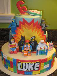 Lego birthday cake lego fondant brick cake and cookie tutorial gray barn baking. Lego Movie Cake All Figures Are Fondant Lego Movie Cake Lego Cake Lego Movie Birthday