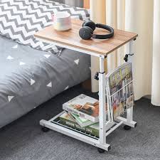 Small bedside table with wheels. Sofa Side Table Adjustable Height Standing Desk With Storage Basket Mobile C Shaped End Table Snack Table With Wheels For Living Room Laptop Bedroom Coffee Couch And Small Spaces Walmart Com Walmart Com