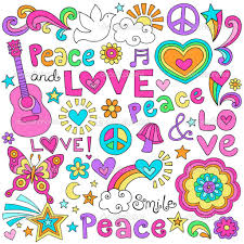 Paz Amor Musica Y Flor Potencia Psicodelica Cuaderno Groovy Doodle Vector Ilustracion Elementos De Diseno Flower Power Psykedeliskt Andlighet