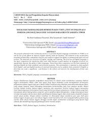 We did not find results for: Pdf Sosialisasi Bahasa Inggris Berekuivalen Toefl Test Of English As A Foreign Language Bagi Guru Yayasan Nara Kreatif Jakarta Timur