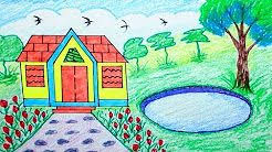 Home Garden Drawing Youtube Drawing For Kids Drawing For Beginners House Drawing For Kids
