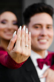 Woman in red and black dress photo