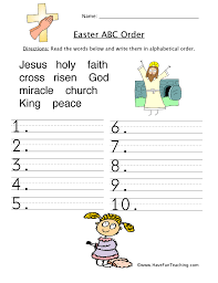 Many teachers are looking for common core aligned math work. Easter Religious Abc Order Worksheet Have Fun Teaching