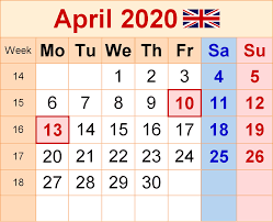April 2020 Uk Holidays Calendar In 2020 September Calendar Calendar Printables Calendar June