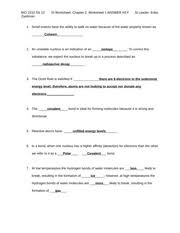 The quizzes offer great elementary science practice and the questions & answers can be used in conjunction with our other free online science resources. Nature Of Molecules And Water Properties Worksheet 1 Answer Key Bio 1510 Ss 13 Zwolinski Si Worksheet Chapter 2 Worksheet 1 Answer Key Si Leader Erika Course Hero