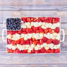 Ice cream serve with berries for additional blue and red oomph. 4th Of July Fruit Platter Around My Family Table
