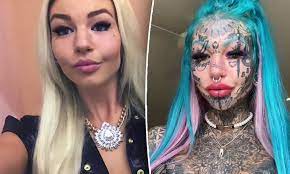 Dragon Girl' shares more shock before and after photos of her  transformation into a tattooed model | Daily Mail Online