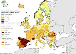 50 to 99 cases per 100,000 people over 28 days 100 to 500 cases per 100,000 people over 28 days Eu Unveils Covid 19 Colour Code Travel Zones