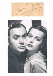 Charles Boyer 1899-1978 autograph 2"x5" piece of paper signed w.unsigned  picture